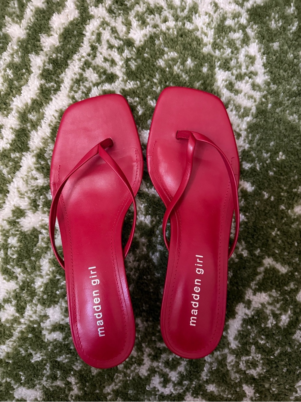 Madden Girl Red Square-Toe Thong Heels